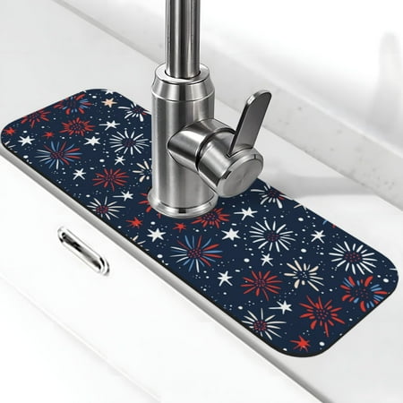 

Faucet Suction Pad Pool Rubber Pad 15in×5.5in Protective Pad For Kitchen Bathroom Countertop Sink Independence Day