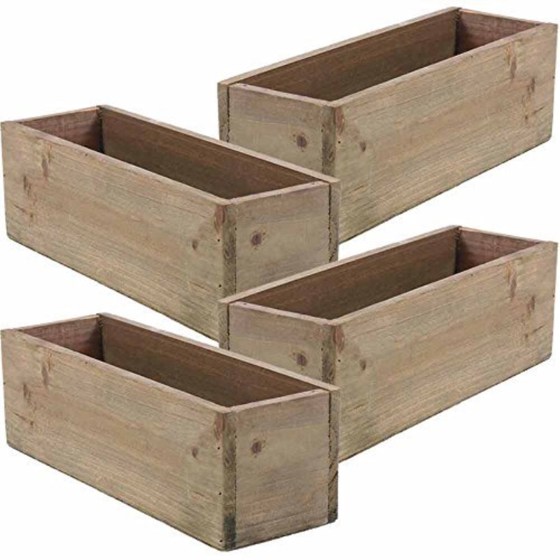 Wooden Planter Box, Rustic Barn Wood, Plastic Liner