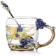 thumbnail image 1 of Esmaltes Flor de Mariposa Tazas de Café de Vidrio Transparente Sin Plomo Taza de Té con Juego de Cuchara de Acero, Regalos Personalizados para Mujeres Esposa Mamá Niña Maestra Amigas Cumpleaños Madre, 1 of 7