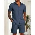 thumbnail image 2 of COOFANDY Mens Cotton Linen Two Piece Summer Sets Cruise Short Sleeve Button Down Shirts Casual Shorts Loungewear Suit, 2 of 4