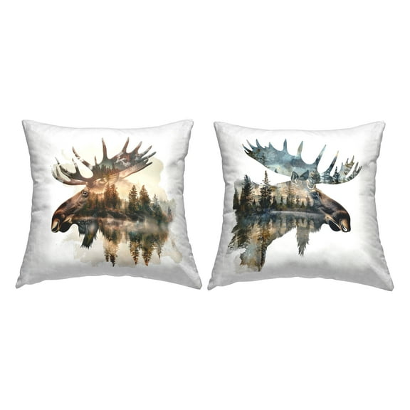 Stupell Industries Moose Silhouettes Forest Decorative Printed Throw Pillow Design by LSR Design Studio.