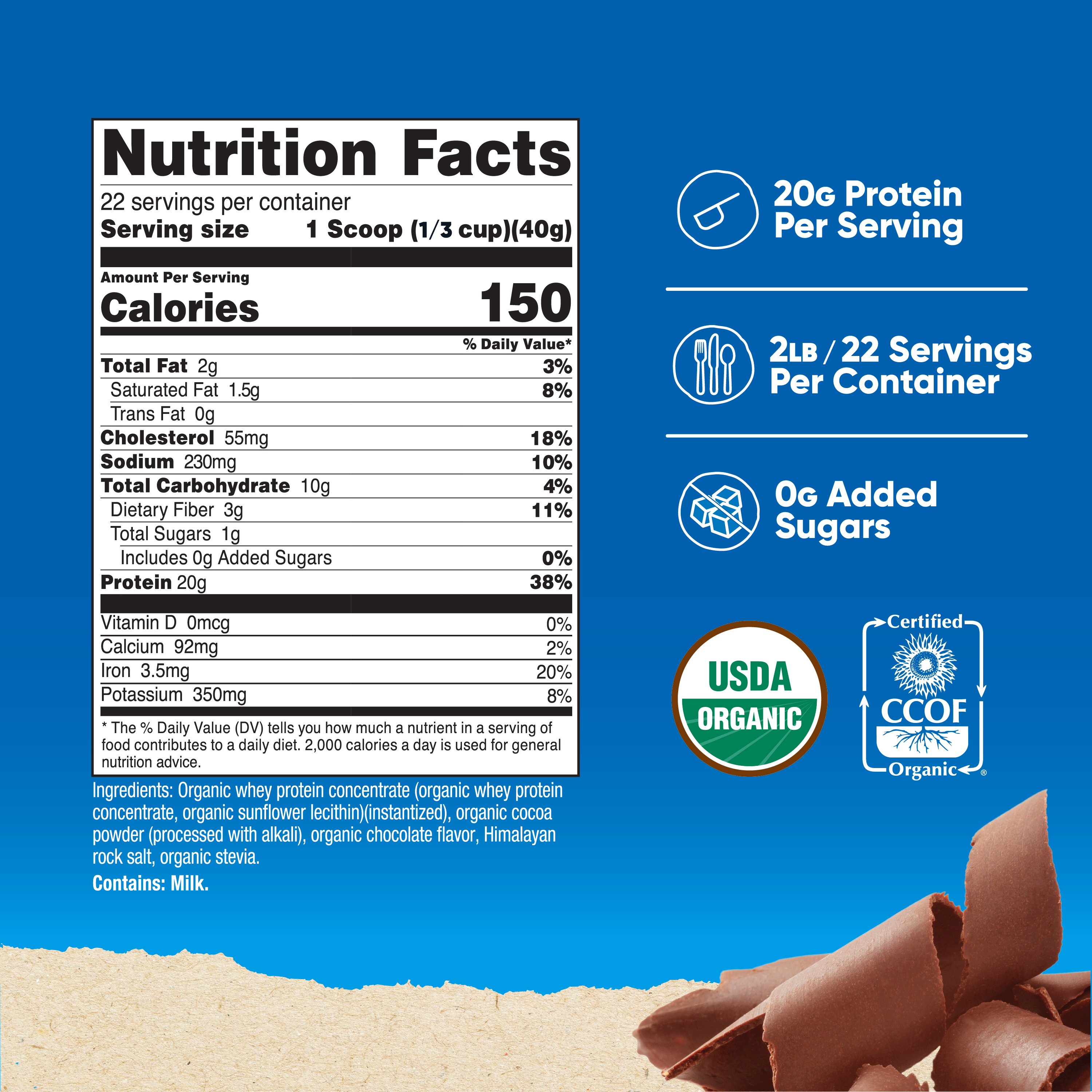 Nutricost Organic Whey Protein Concentrate, Double Chocolate Flavored, (2LBS) - Gluten-Free, Non-GMO