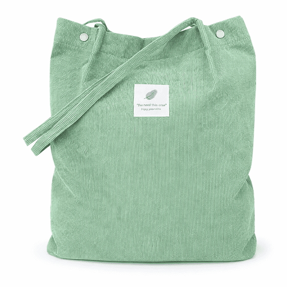 MGEZCOO Corduroy Shoulder Tote Bag for Women, Large Reusable Shopping Bag with Magnetic Snap Closure, Lightweight Everyday Carry
