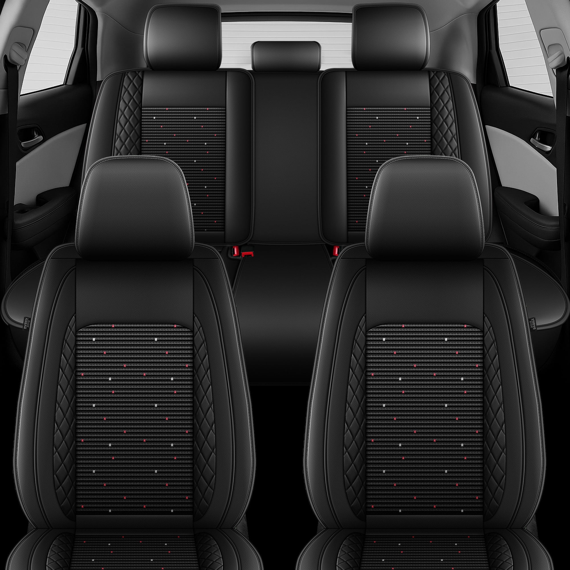 HQBQBUG Car Seat Covers Full Set for Toyota RAV4(Not for Hybrid) 2013-2025 Ice Silk Leather Seat Covers Cushion Breathable Cooling Comfort Easy Installation(Black,2 Row 5 Seat)
