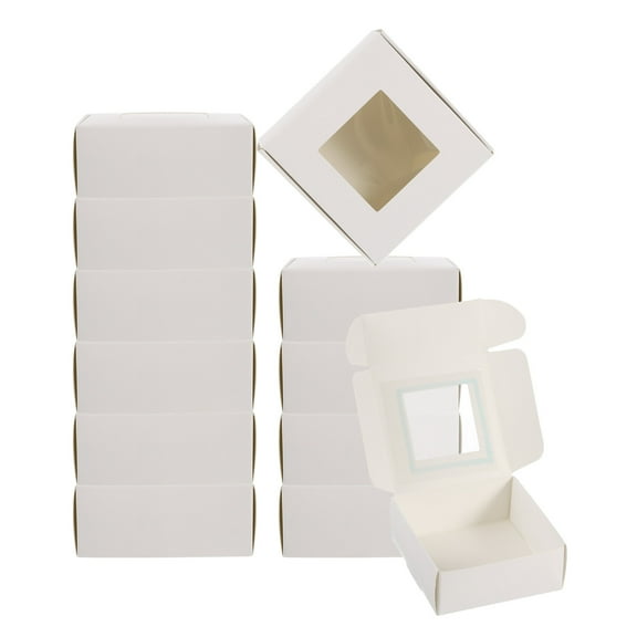 Uxcell 3.5"x3.5"x1.5" Paper Soap Box with Window Homemade Soap Boxes Square Presents Packaging Boxes, White 30 Pack
