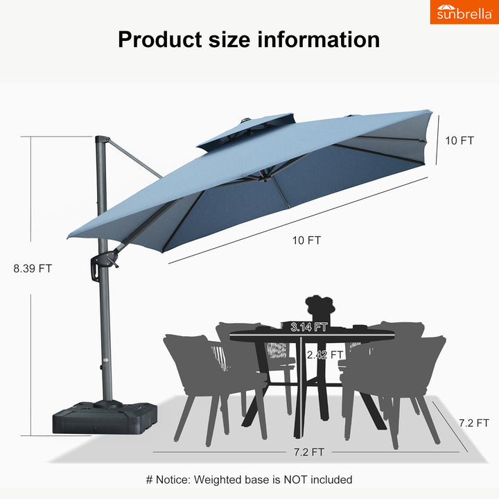 PURPLE LEAF 10 Feet Sunbrella Cantilever Umbrella Outdoor Double Top Large Hanging 360-degree Rotation Square Grey Aluminum Patio Umbrella for Patio Deck Pool Garden Backyard Spectrum Denim - Walmart.com PURPLE LEAF 10 Feet Sunbrella Cantilever Umbrella Outdoor Double Top Large Hanging 360-degree Rotation Square Grey Aluminum Patio Umbrella for Patio Deck Pool Garden Backyard Spectrum Denim - Walmart.com