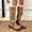 Khaki, variant on Women’s Vintage Buckle Knee‑High Boots, Faux Leather Slouchy Ruched Tall Biker Boots, Low Block Heel Non‑Slip Casual Western Boots