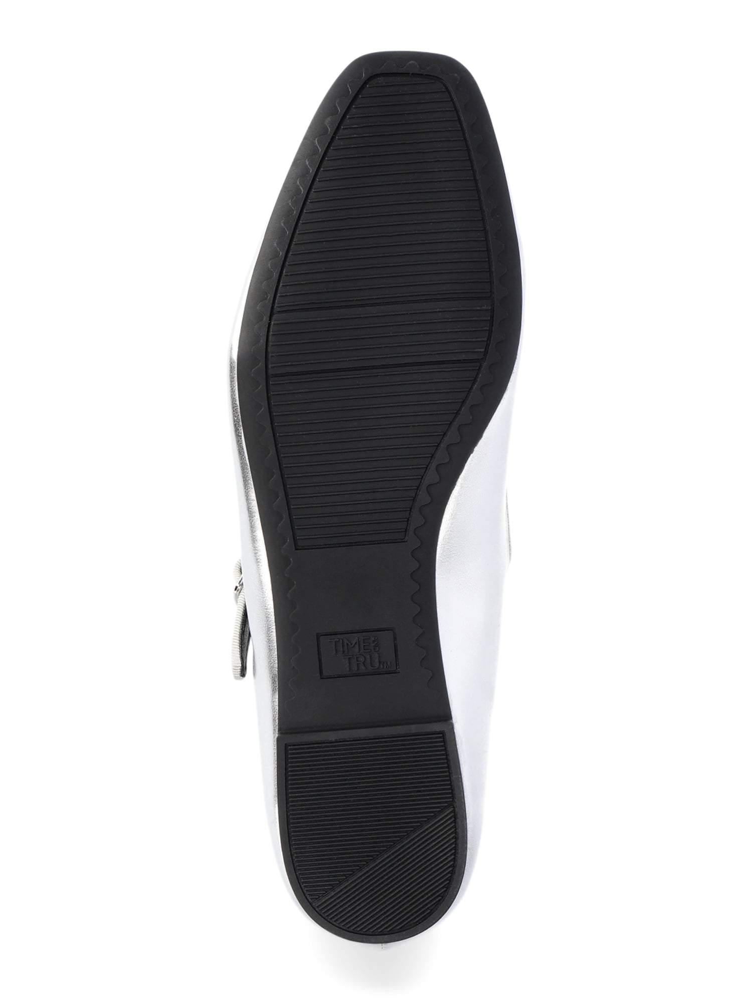 Time and Tru Women's Faux Leather Mary Jane Flats, Wide Width Available