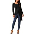 thumbnail image 2 of INSPIRE CHIC Women's High Low Tops Long Sleeve Irregular Hem Casual Blouse Tops Black S, 2 of 4