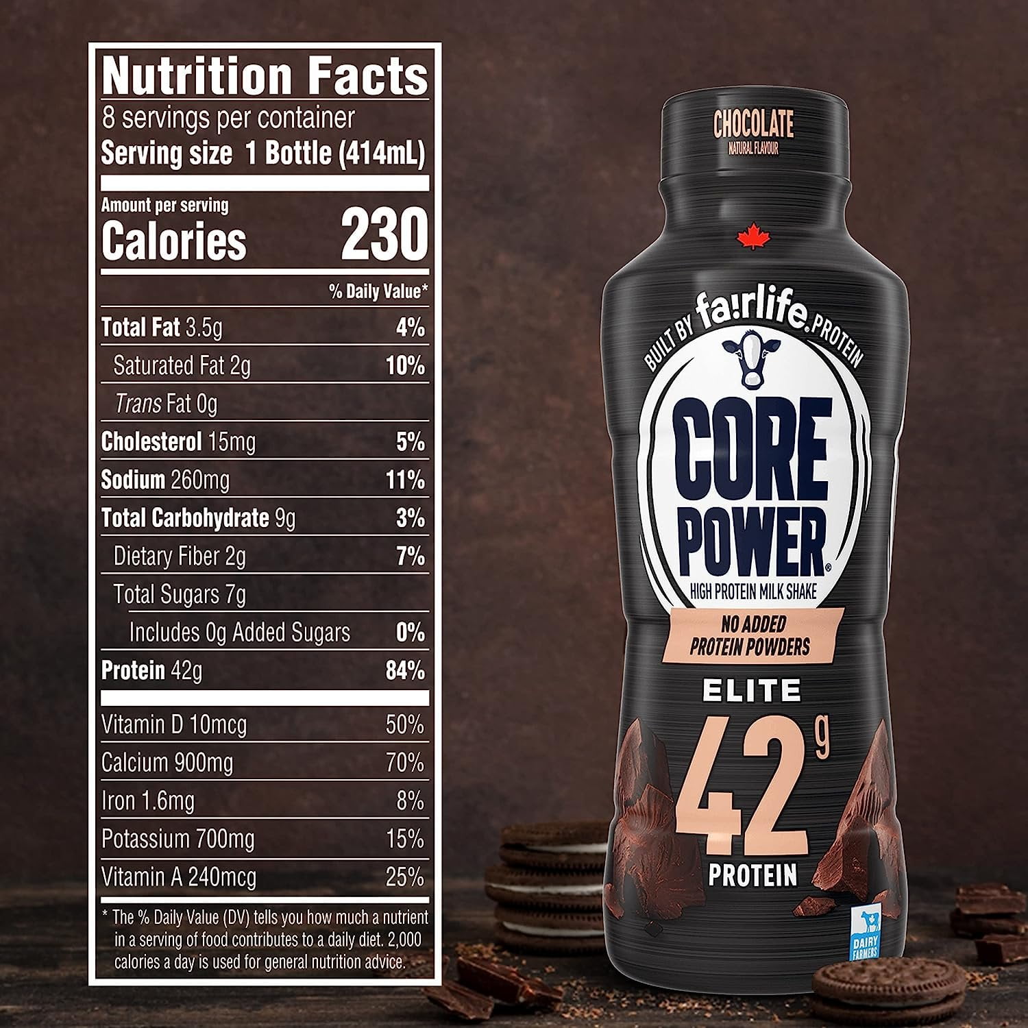 Fairlife Core Power Elite Protein Shake, Chocolate, 42g Protein, 14 oz Bottles, 6 Pack