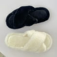 thumbnail image 3 of ZELAND Unisex Fluffy Criss-Cross Plush Slippers - Open-Toe Anti-Slip House Slides for Men & Women, 3 of 10