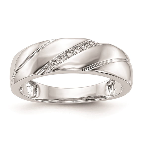 10K White Gold .03 carat Diamond Trio Men's Complete Wedding Band