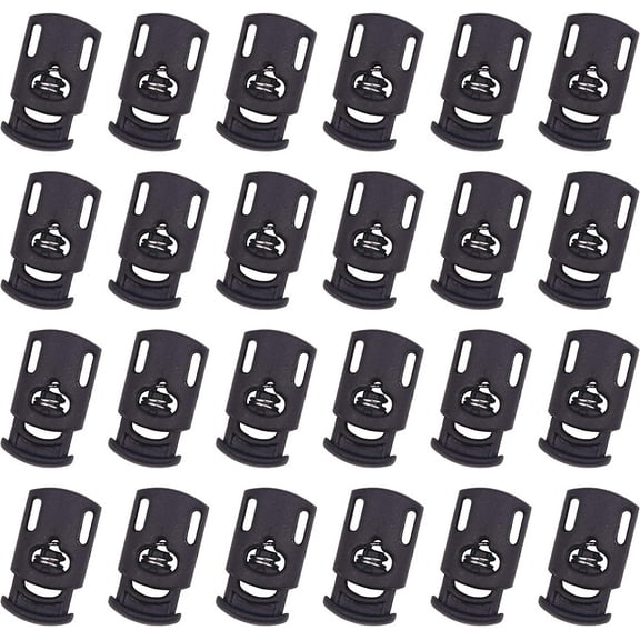50 PCS Plastic Cord Locks Spring Stop Toggle Stopper Single Hole End Fastener Slider for Face Coverings, Drawstrings, Backpacks, Clothing, Shoelaces, Bags, Paracord