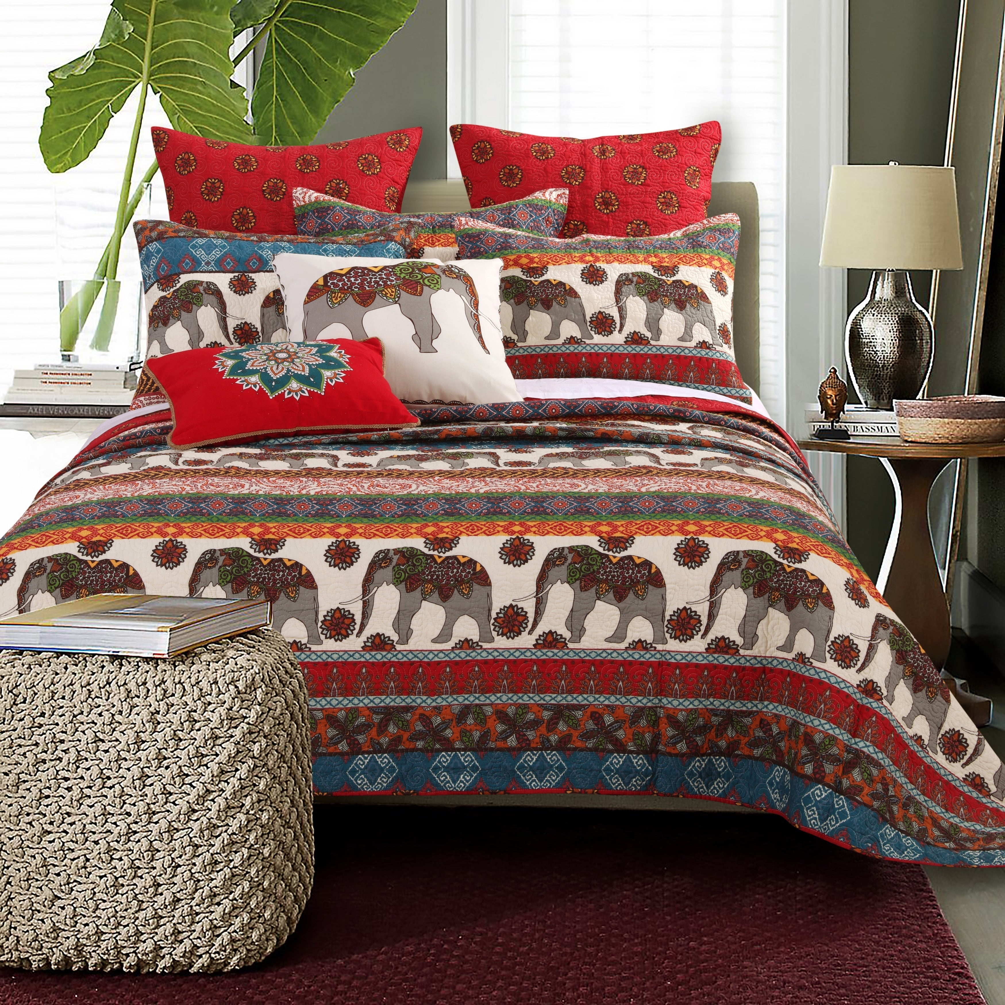 Barefoot Bungalow Kandula Desert Elephant 3 Piece Quilt Set Walmart Com Walmart Com