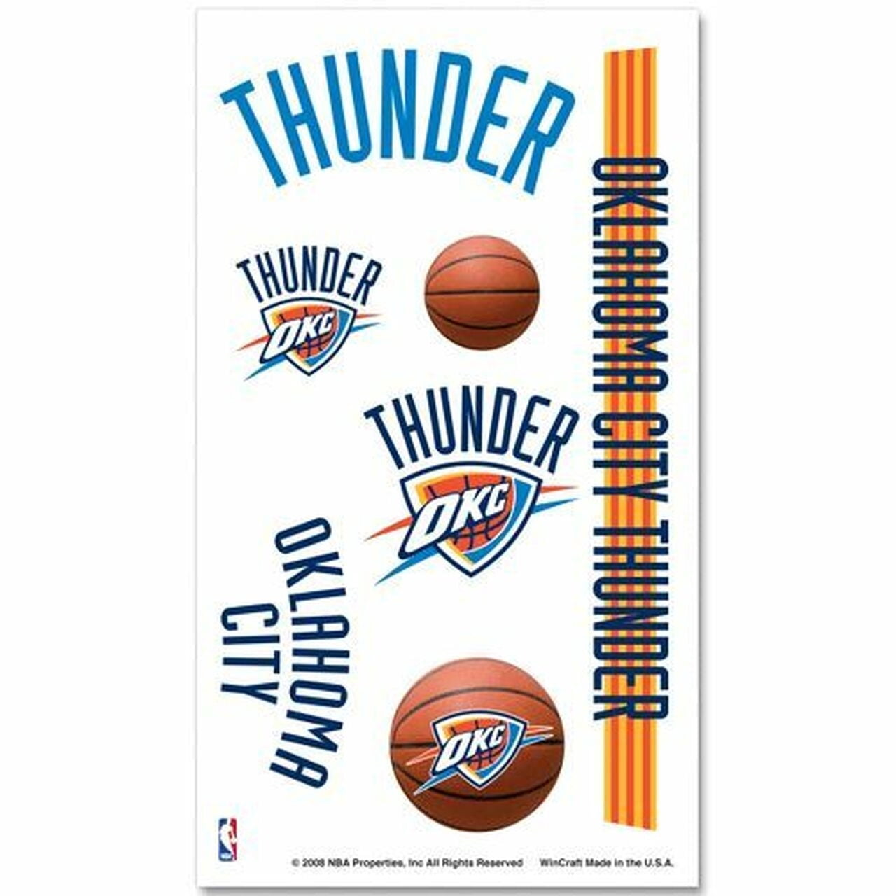 NBA Oklahoma City Thunder Team 4" x 7" Face Cal Sheet