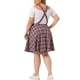 thumbnail image 3 of Overoles elegantes y chic de cuadros para mujeres de tallas grandes Agnes Orinda, faldas midi de moda 2X rojo y blanco, 3 of 6