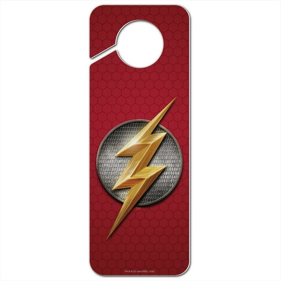 Justice League Movie Flash Logo Plastic Door Knob Hanger Sign