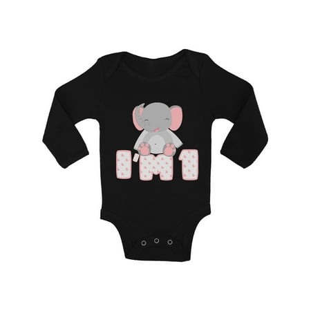 Awkward Styles Elephant Birthday Gifts Animal One Piece Baby Bodysuit Long Sleeve Elephant Gifts for 1 Year Old First Birthday 1 Year Old Clothes My 1st Birthday Gifts for Birthday Boy Birthday (Best Party Favors For 6 Year Olds)