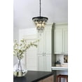 thumbnail image 3 of 3-Lights Interior Decor Glass Tear Drops Chandelier Matte Black Pendant Ceiling Lighting, 3 of 7