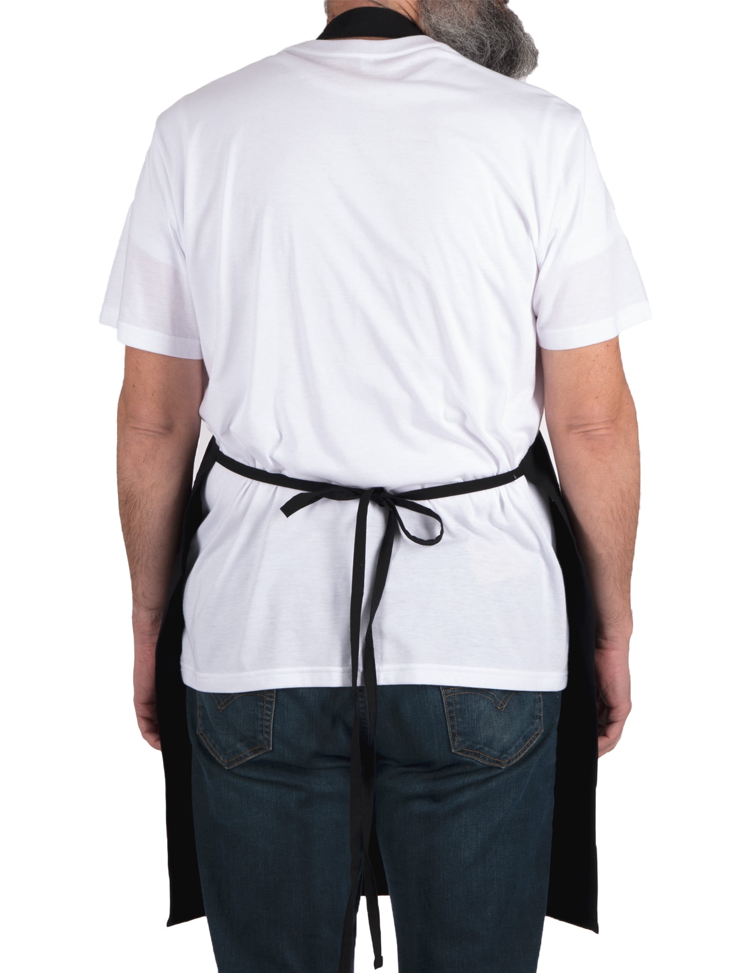 Mainstays Chef Kitchen Apron, 28" x 32" Cotton Bib Apron with Pockets for Cooking, Grilling, BBQ in Black