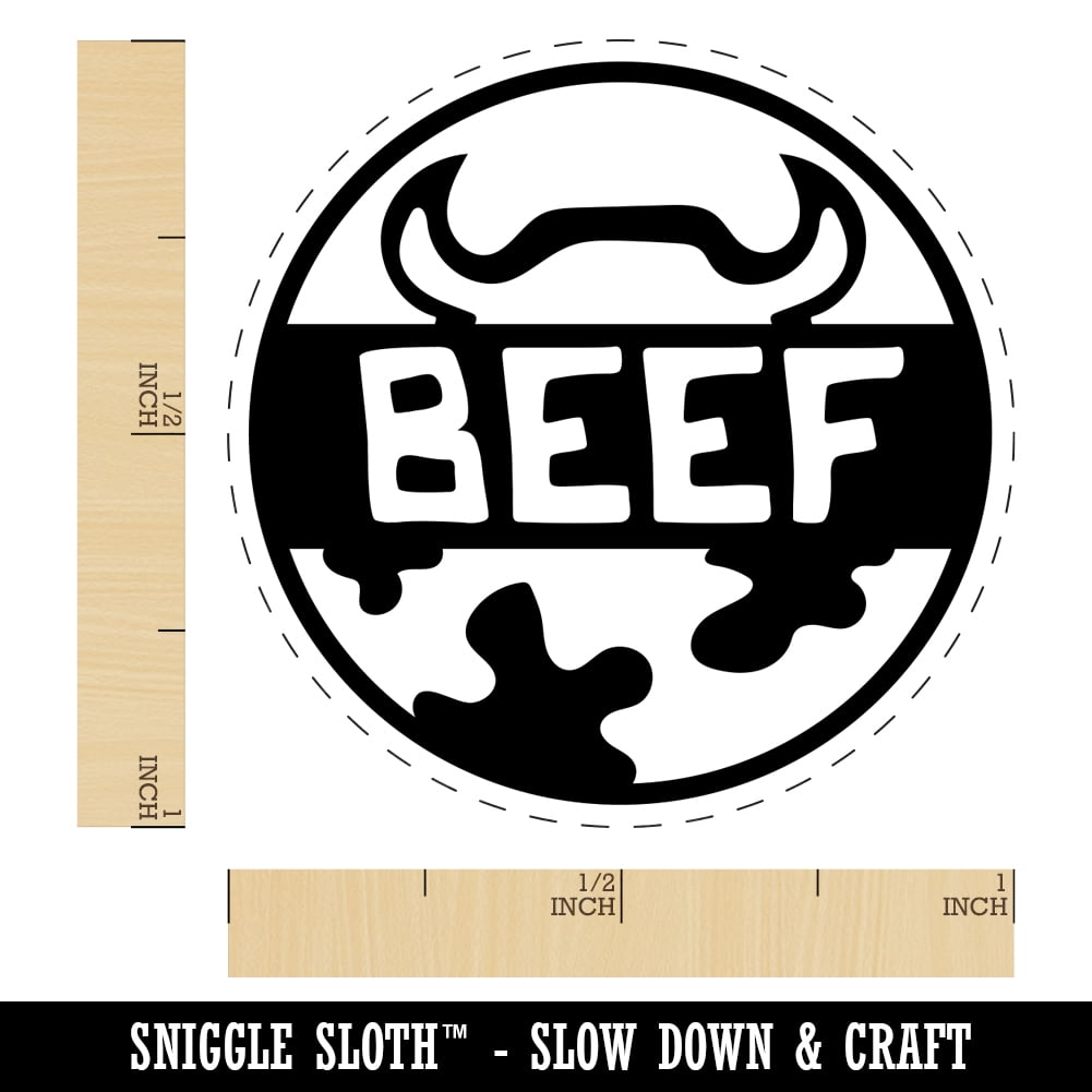 Food Label Beef Self-Inking Rubber Stamp Ink Stamper - Black Ink - Medium 1 Inch
