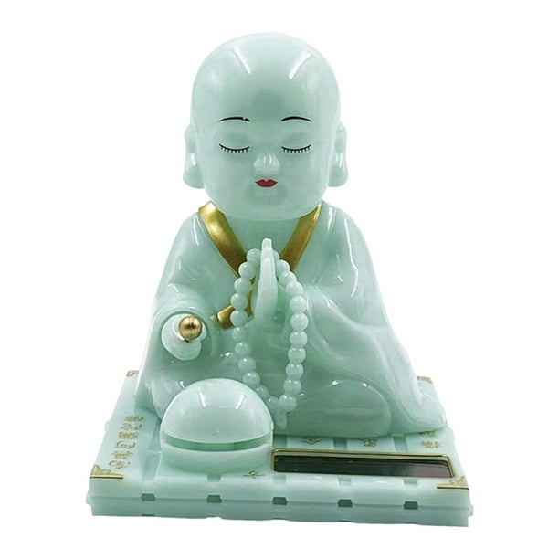 Figura de monje pequeño, juguete para danza del sol, decoración para salpicadero de coche, muñeco con cabeza asintiendo. Verde