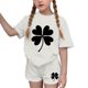 thumbnail image 1 of Vestido de manga corta para niños Día de San Patricio impreso conjunto de dos piezas niñas casual cuello redondo blusa y pantalones cortos, 1 of 6