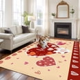 thumbnail image 2 of 5'x8' Area Rugs, Yellow Valentines Day Indoor Outdoor Area Rug for Living Room Bedroom, Love Hearts Romantic Farmhouse Washable Bathroom Rugs Kitchen Floor Carpet Mats Home Decor Aesthetic, 2 of 8
