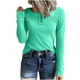 thumbnail image 7 of Ashirexll Winter Tops for Long Sleeve Shirts for Casual Solid Color V-Neck Button Down Knit T-Shirt Blouse, 7 of 7
