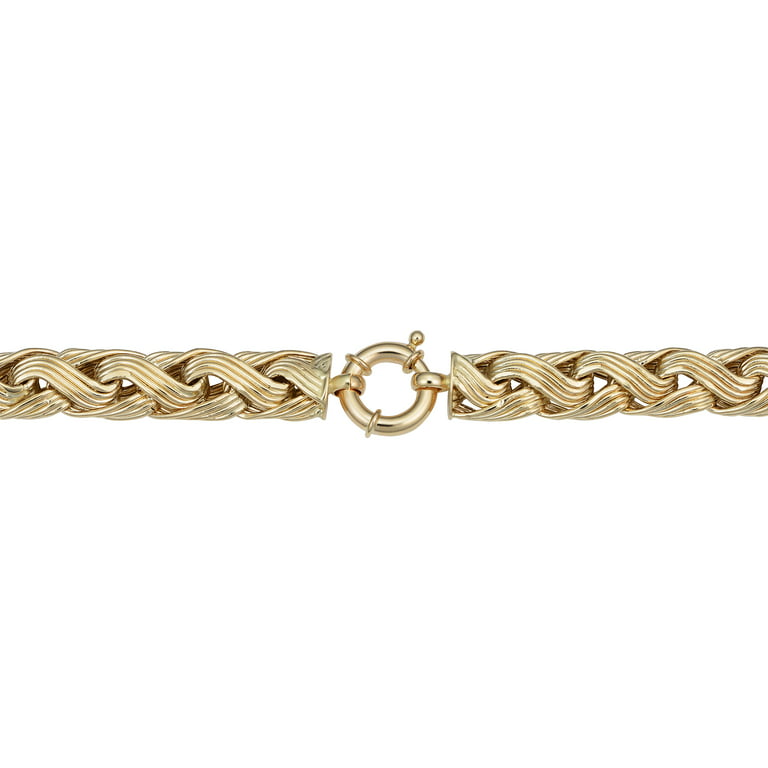 14k Yellow Gold Bold Braided Link Bracelet (9.8 mm, 7.5 inch)
