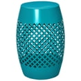 thumbnail image 1 of Outsunny 12.5" Outdoor Side Table, Round Hollow Drum End Table, Teal, 1 of 9