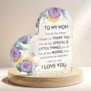 BiFandian Mothers Day Mom Gifts for Mom from Daughter Son, Delicate Heart Plaque, Birthday Sign Present Idea, Mother's Day Christmas Stocking Stuffers Birthday Acrylic Gifts for Mom