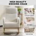 thumbnail image 5 of Modern Accent Rocking Chair Rocking Chair with Solid Wood Legs, Upholstered Nursery Glider Rocker, Comfy Armchair with Side Pocket, Living Room Lounge Arm Chair with High Backrest (White,teddy), 5 of 8