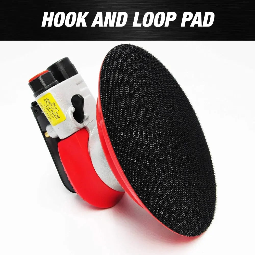 MAXX PROS Random Orbital Sander – Pneumatic Palm Sander – 6” x 3/16” Diam. Orbit – Hook and Loop Pad