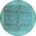 thumbnail image 1 of Ahgly Company Indoor Round Oriental Light Blue Traditional Area Rugs, 5' Round, 1 of 4