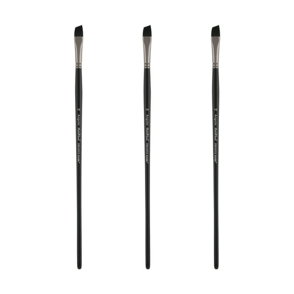Black Swan Synthetic Red Sable Paint Brushes -Angular Size # 10 - Set of 3 -  Professional Quality Long Handle Paint Brushes for Oil, Heavy Body Media and Acrylic - Artists of All Levels