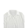 thumbnail image 5 of Okbabeha Ladies Ruched Shirt, Flare Long Sleeve Lapel Single-breasted Slim Tops, 5 of 9