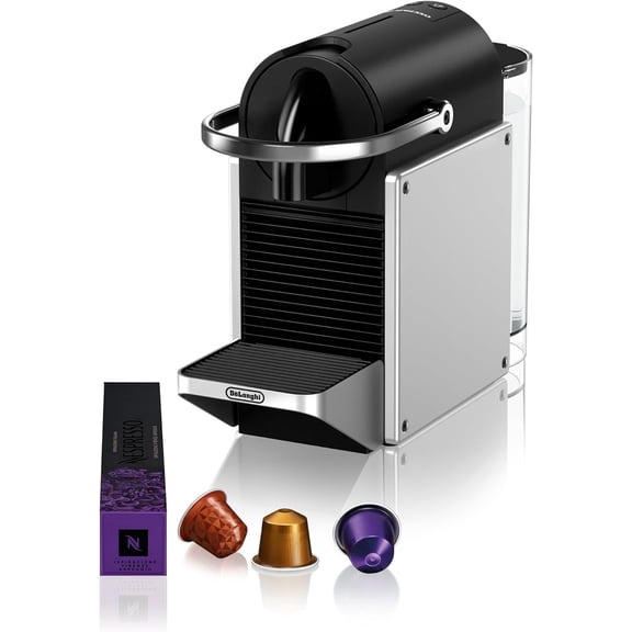 De'Longhi Nespresso Pixie EN127.S, Fully Automatic Coffee Machine, One-Button Coffee Machine with Multi-Function, Welcome Set Included, Compact Design, 19 Bar Pressure, 1260W, Silver