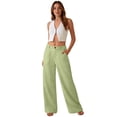 thumbnail image 6 of Dwellite Women's Wide Leg Cotton Linen Pants High Waist Straight Leg Dress Pants 2026 Casual Business Trousers with Pockets Mint Green L, 6 of 7
