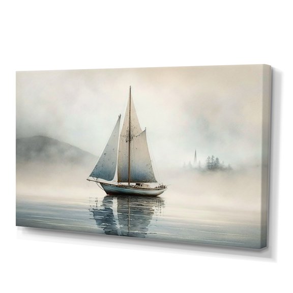 Designart Boat On The Lake I Canvas Wall Art