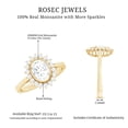 thumbnail image 5 of Rosec Jewels Vintage Style Moissanite Oval Engagement with Halo - 6X8mm - D-VS1 Quality Certified - with Jewelry Box, 10K Yellow Gold, US 8.50, 5 of 6