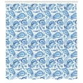 thumbnail image 3 of Ambesonne Paisley Shower Curtain, Ikat Style Watercolor, 69"Wx70"L, White and Blue, 3 of 3