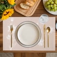 thumbnail image 4 of Pink White Floral Placemats Set of 4, Abstract Art Summer Botanical Placemats for Dining Table, Place Mats for Kitchen Tabletop, Waterproof Wipeable Dining Table Mats Set, 4 of 9