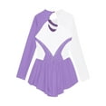 thumbnail image 4 of YEAHDOR Kids Girls Long Sleeve Shiny Rhinestone Mesh Tutu Figure Skating Dress Dancewear Lavender 14, 4 of 6