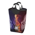 thumbnail image 1 of DouZhe 50L Rectangular Laundry Basket, Ice Fire Guitar Skull Prints Waterproof Foldable Laundry Hamper with Aluminum Handles, 1 of 6