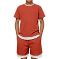 thumbnail image 3 of Toddler Boy Outfits Boys Matching Short Sleeve and Shorts Playwear 2 Piece Summer Set Boys' Clothing Sets Orange 7-8 Years, 3 of 9