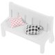thumbnail image 4 of Juego de 3 bancos de jardín dobles de madera blanca en miniatura para porche, ideales para decoración del hogar o como accesorios para fotomatón (una silla + dos tapetes)., 4 of 7