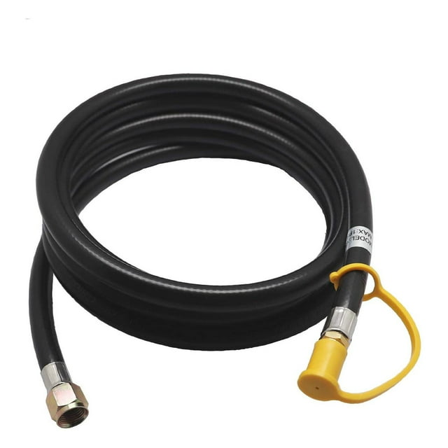 Amdohai 12Ft Low Pressure Propane Quick Connect Hose 3/8 Inch SAE Female Flare Fitting & Male Full Flow Plug for RVs