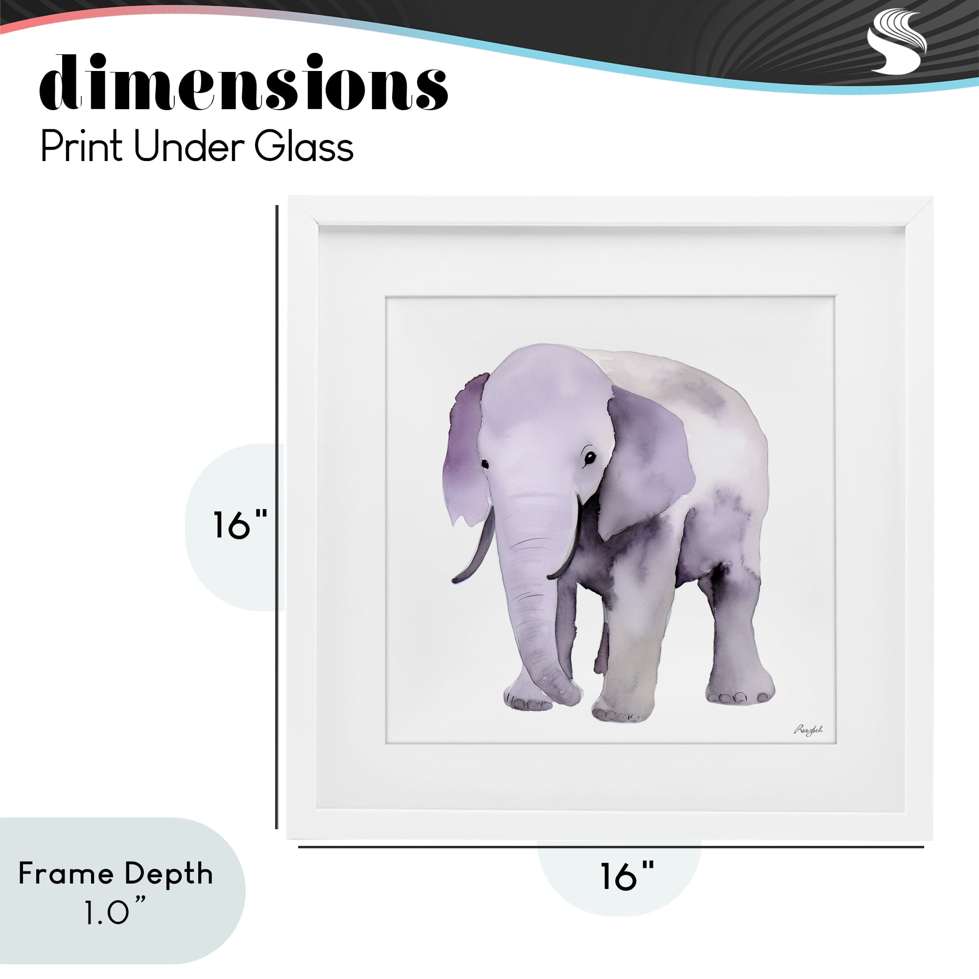 Stupell Industries Kid's Minimal Elephant White Framed Print Under Glass, design by Roozbeh