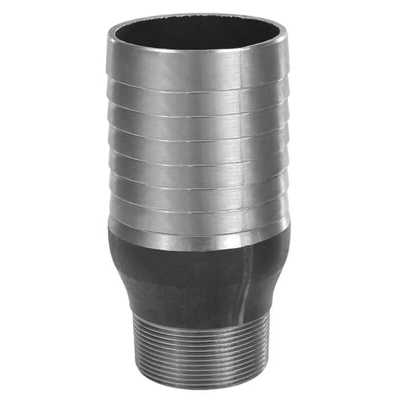 Gloxco Combination (KC) Nipple Fitting, Reducer, 1-1/4″ Hose Shank x 1″ Male NPT, Steel (KCN-1210-NPTR-ST)